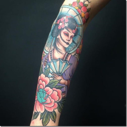 Lovely and provoking geisha tattoos