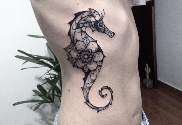 21 seahorse tattoos - as a tattoo the animal stands for endurance