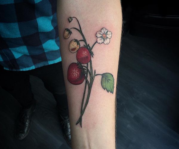 15 lovely strawberry tattoos and their meanings