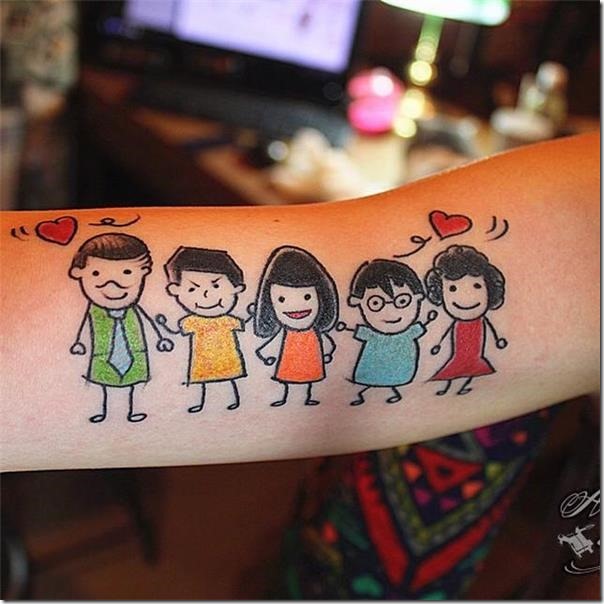 Household tattoos that characterize the union of family members