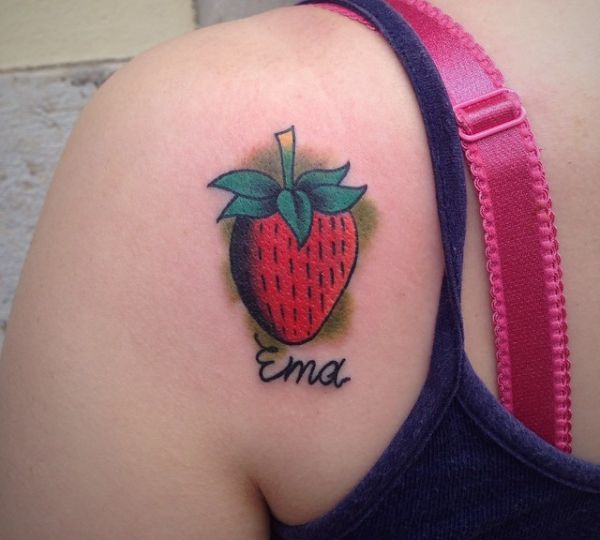 15 lovely strawberry tattoos and their meanings