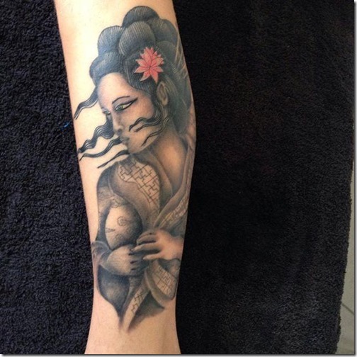 Lovely and provoking geisha tattoos