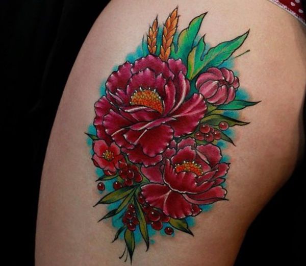 Peonies Tattoos: 21 concepts with which means