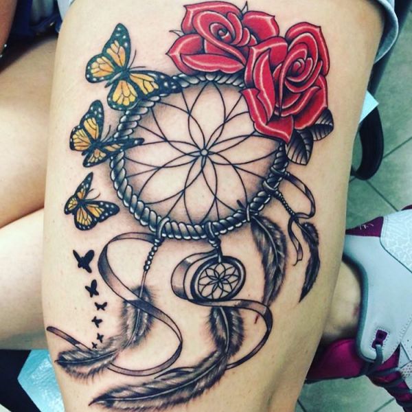 Dream catcher that means as tattoo motives.