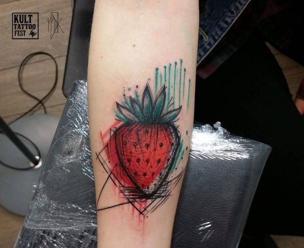 15 lovely strawberry tattoos and their meanings