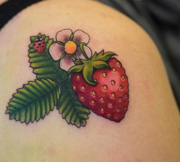 15 lovely strawberry tattoos and their meanings