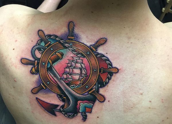 Ship Wheel Tattoos Designs and Meanings