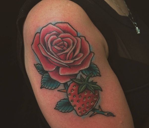 15 lovely strawberry tattoos and their meanings