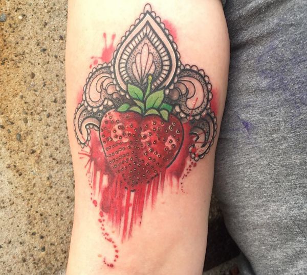 15 lovely strawberry tattoos and their meanings