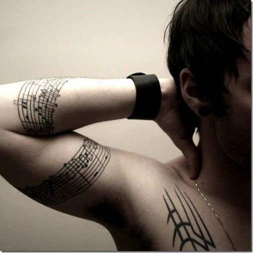 Tattoos of musical notes
