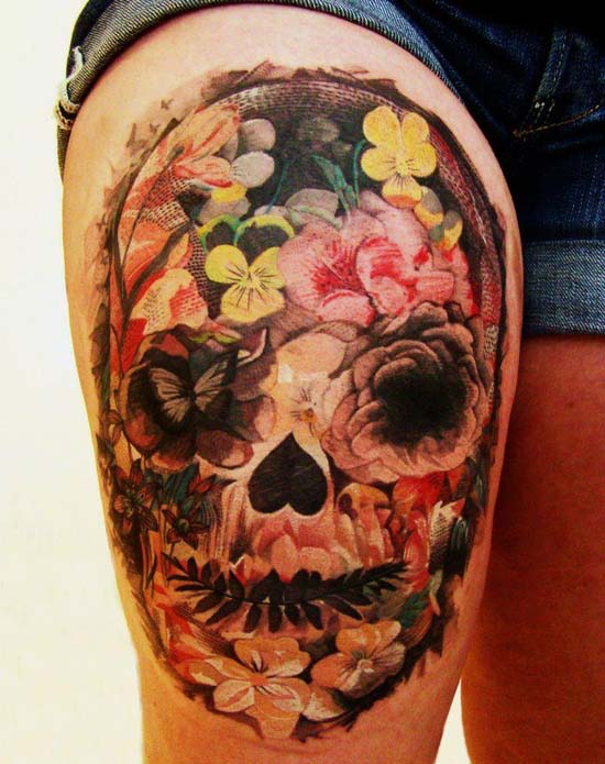 Wonderful Mexican cranium tattoos