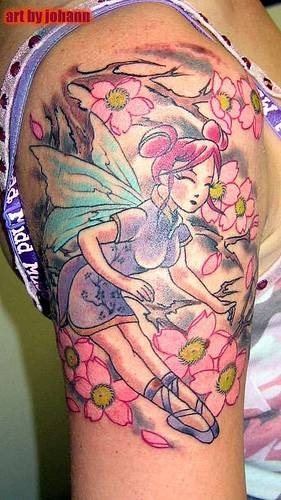 108 Tattoos of owls and fairies for girls