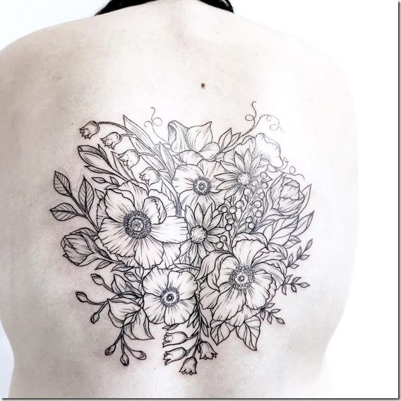 Splendid Bouquet Of Flowers Tattoo Designs