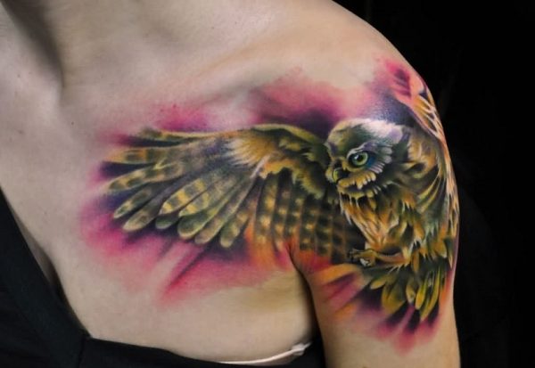 108 Tattoos of owls and fairies for girls