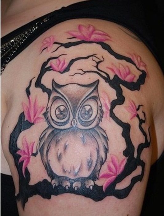 108 Tattoos of owls and fairies for girls