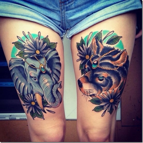 Horny Thigh Tattoos For Girls