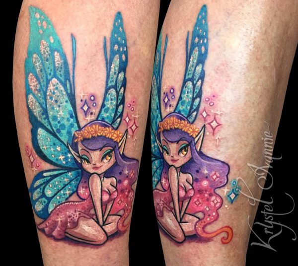 108 Tattoos of owls and fairies for girls