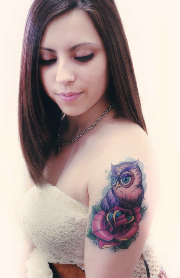 108 Tattoos of owls and fairies for girls