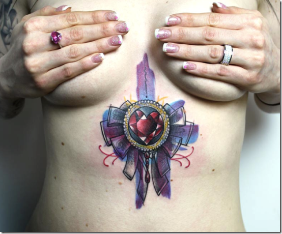 Enticing Beneath The Chest Tattoos For Ladies