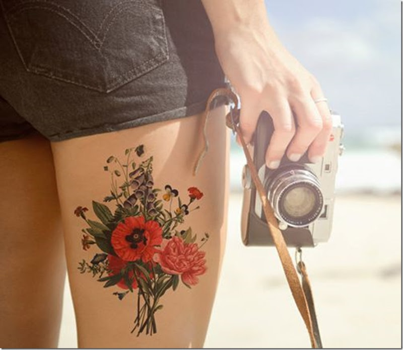 Splendid Bouquet Of Flowers Tattoo Designs