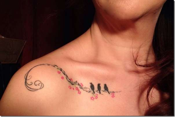 Stylish and Impertinent Clavicle Tattoos for Girls