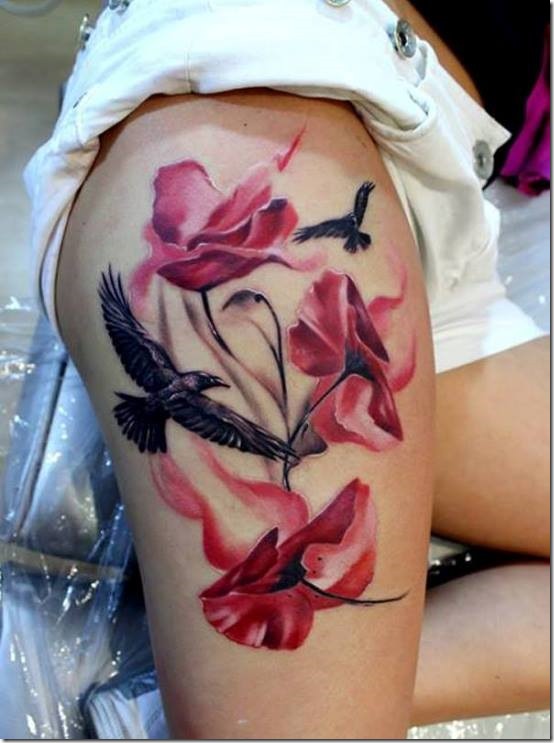 Horny Thigh Tattoos For Girls