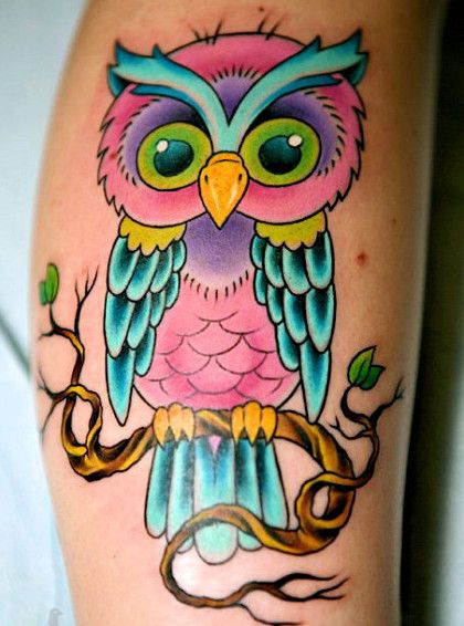 108 Tattoos of owls and fairies for girls