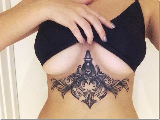 Enticing Beneath The Chest Tattoos For Ladies