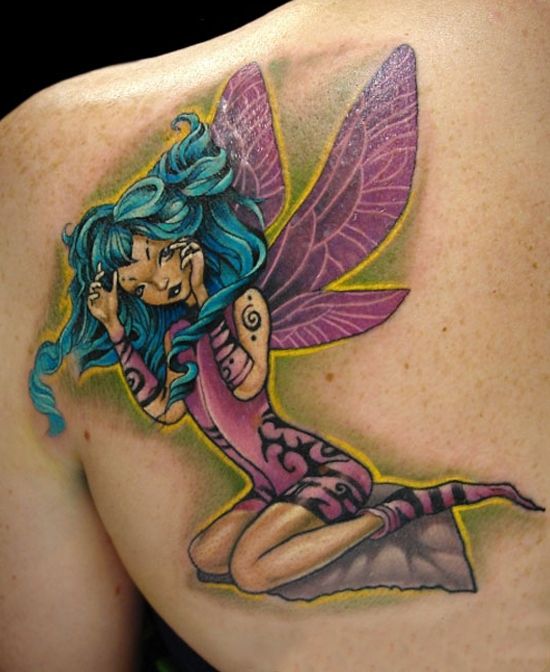 108 Tattoos of owls and fairies for girls