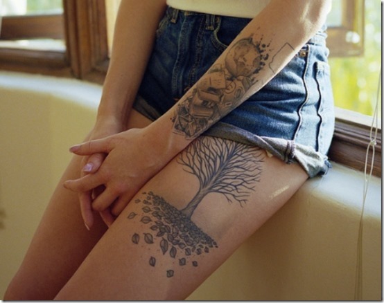 Horny Thigh Tattoos For Girls