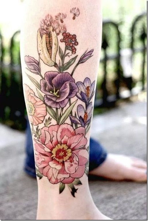 Splendid Bouquet Of Flowers Tattoo Designs