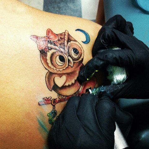 108 Tattoos of owls and fairies for girls