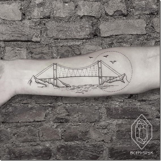 Wonderful Tattoo Design Bridge