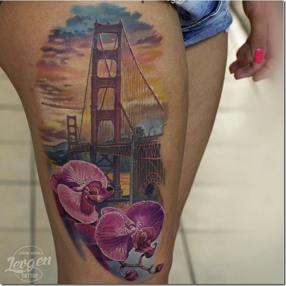 Wonderful Tattoo Design Bridge