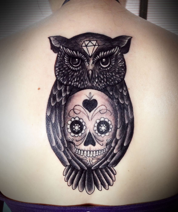 108 Tattoos of owls and fairies for girls