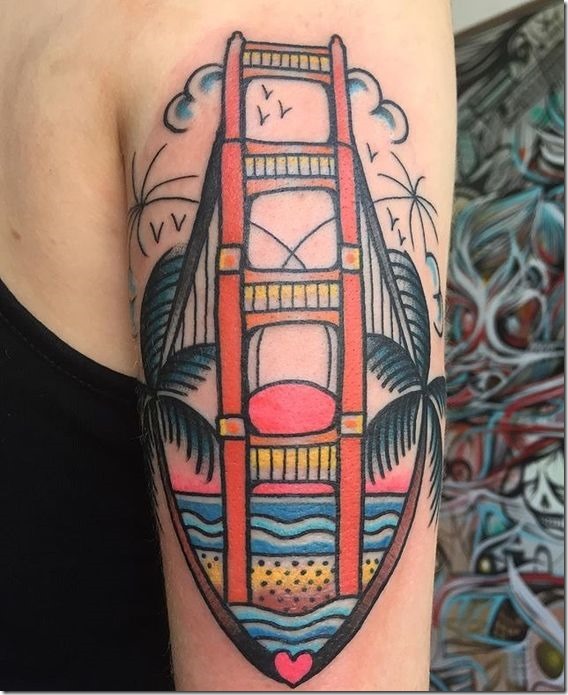 Wonderful Tattoo Design Bridge