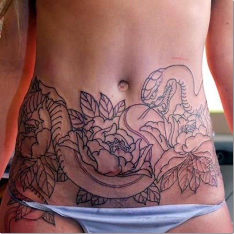 Feminine Tummy Tattoos For Ladies