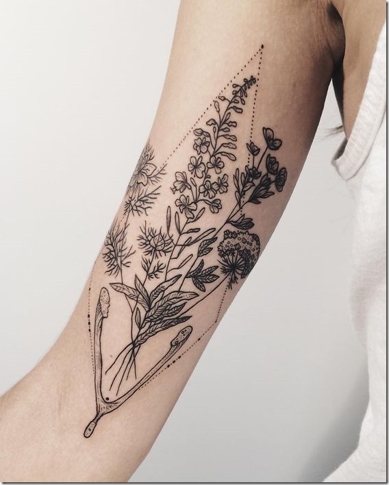 Splendid Bouquet Of Flowers Tattoo Designs