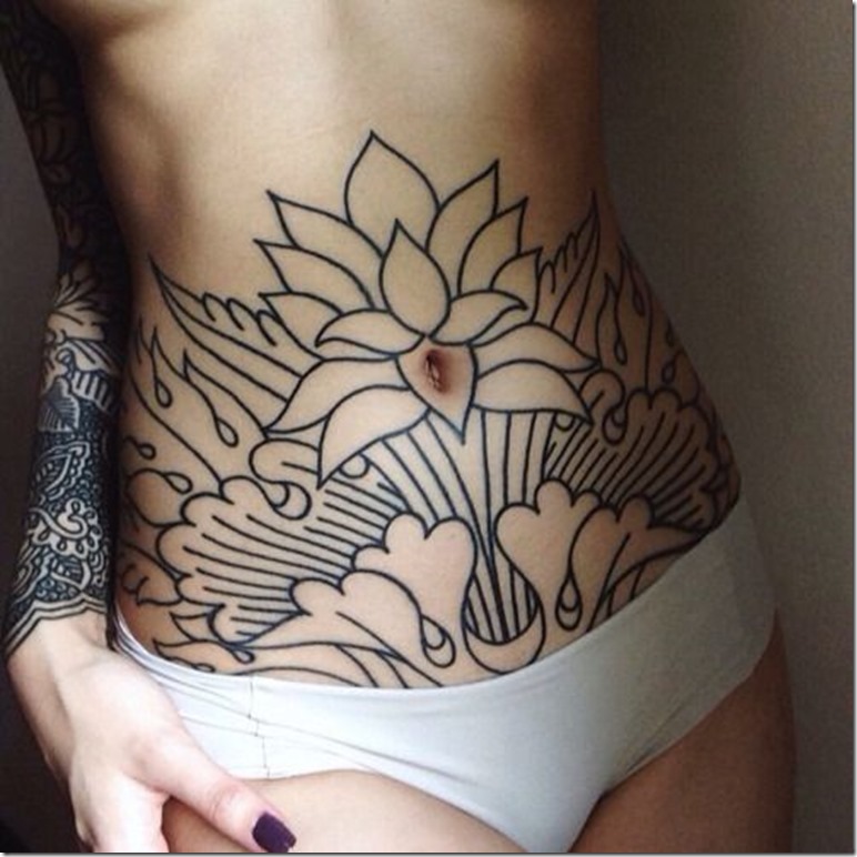 Feminine Tummy Tattoos For Ladies