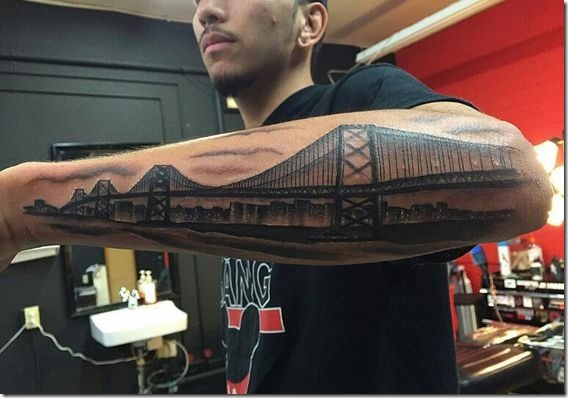 Wonderful Tattoo Design Bridge