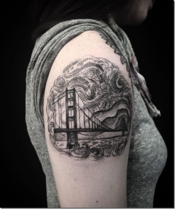 Wonderful Tattoo Design Bridge