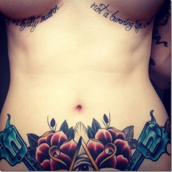 Feminine Tummy Tattoos For Ladies