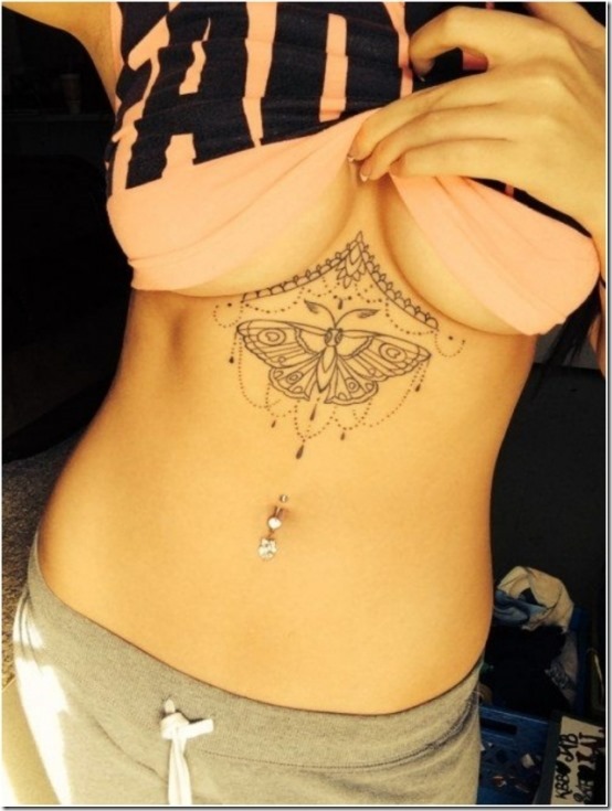 Enticing Beneath The Chest Tattoos For Ladies