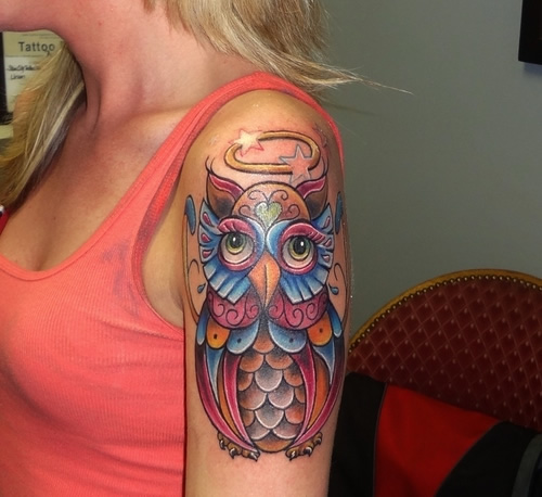 108 Tattoos of owls and fairies for girls