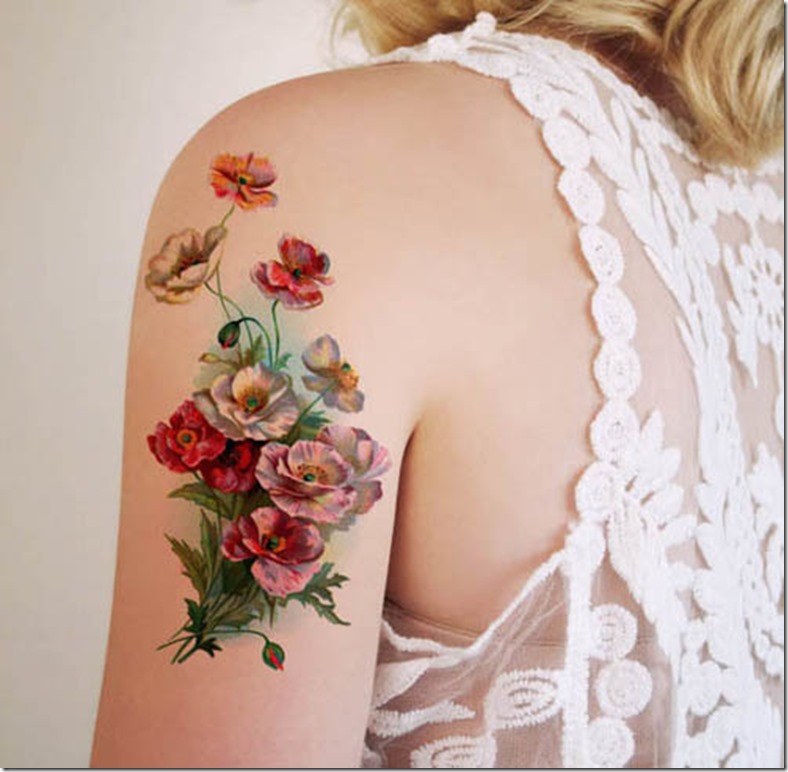 Splendid Bouquet Of Flowers Tattoo Designs