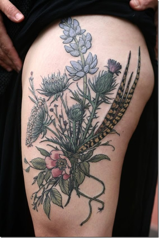 Splendid Bouquet Of Flowers Tattoo Designs