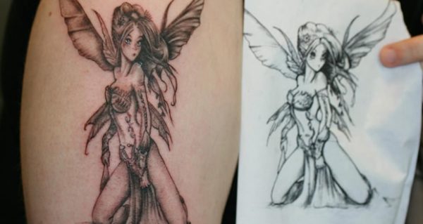 108 Tattoos of owls and fairies for girls