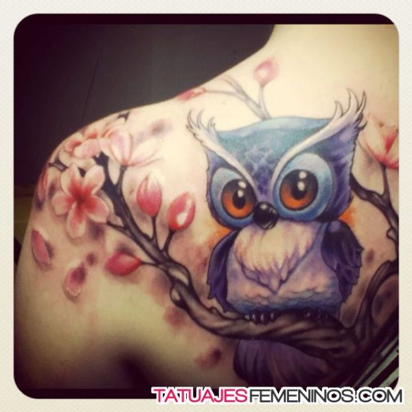 108 Tattoos of owls and fairies for girls