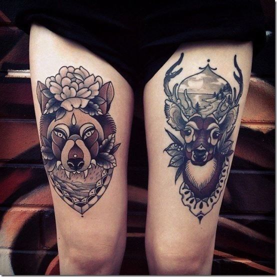 Horny Thigh Tattoos For Girls