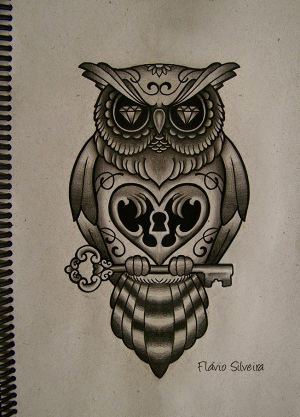 108 Tattoos of owls and fairies for girls